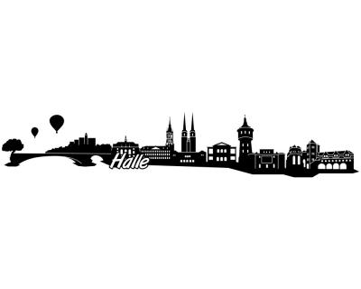 Halle Skyline Autoaufkleber - Ansicht 1