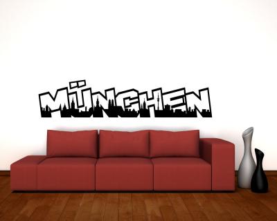Mnchen Skyline Schriftzug Wandtattoo - Ansicht 3