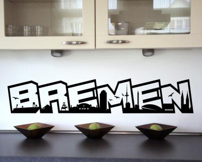 Bremen Skyline Schriftzug Wandtattoo - Ansicht 2