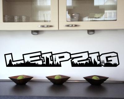 Leipzig Skyline Schriftzug Wandaufkleber