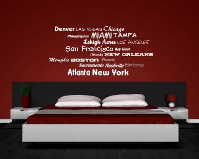 Wandtattoo Stdtenamen der USA