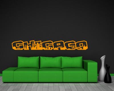 Chicago Skyline Schriftzug Wandtattoo