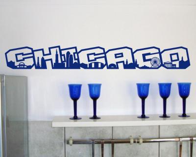 Chicago Skyline Schriftzug Wandtattoo - Ansicht 3