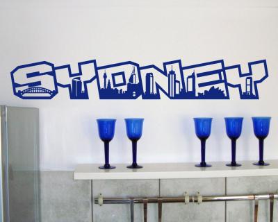 Sydney Skyline Schriftzug Wandtattoo