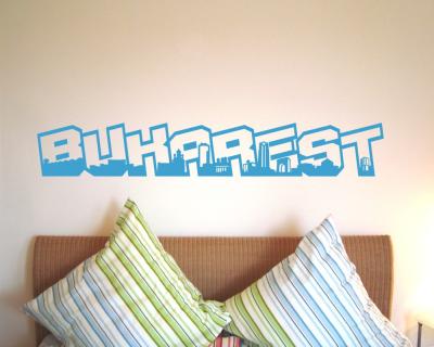 Bukarest Skyline Schriftzug Wandaufkleber