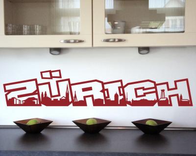 Zrich Skyline Schriftzug Wandtattoo - Ansicht 2