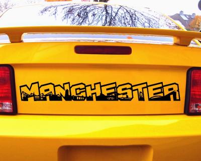 Manchester Schriftzug Skyline Autoaufkleber