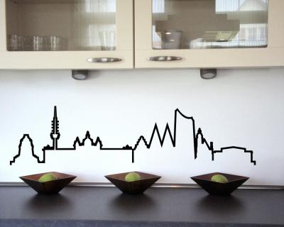 Leipzig Skyline Silhouette Wandtattoo - Ansicht 2