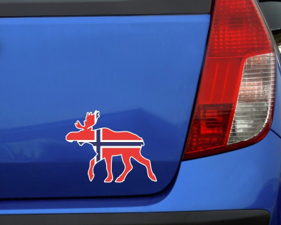 Elch Aufkleber in den Landesfarben von Norwegen Blick links - Ansicht 2