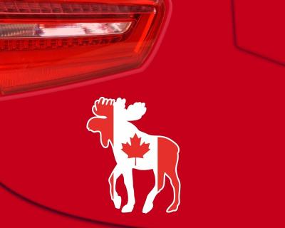 Elch Aufkleber Kanada Nationalfarben Blickrichtung links