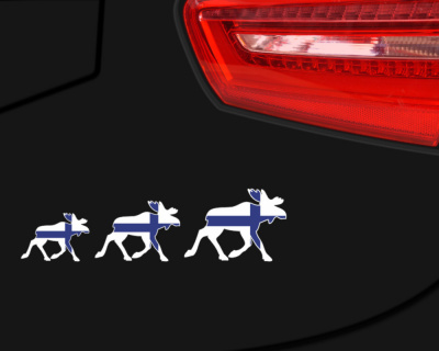 Elch Karawane Aufkleber in den Landesfarben von Finnland Elchkar