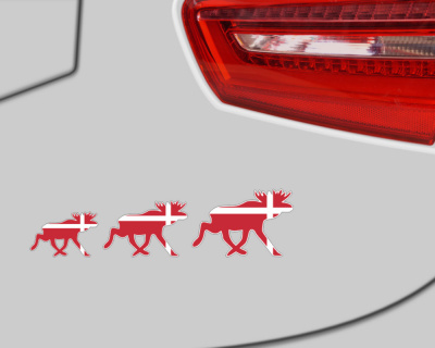 Elch Karawane Aufkleber in den Landesfarben von D�nemark Elchkar - Ansicht 3