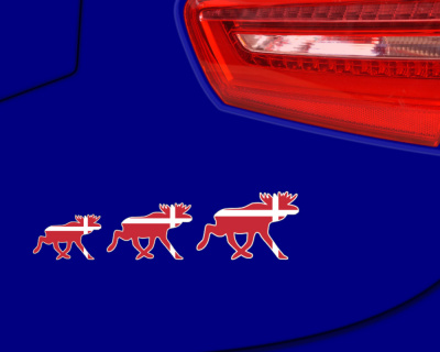Elch Karawane Aufkleber in den Landesfarben von D�nemark Elchkar - Ansicht 4