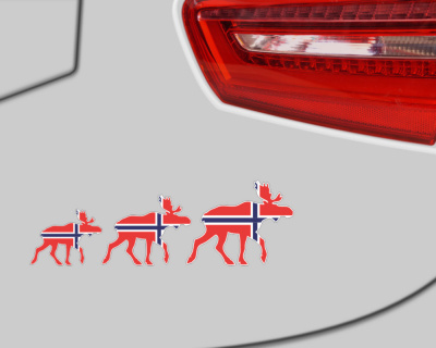 Elch Karawane Aufkleber in den Norwegen Landesfarben Elchkarawan - Ansicht 3