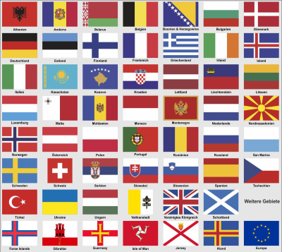 Aufkleber Set Europa Flaggen